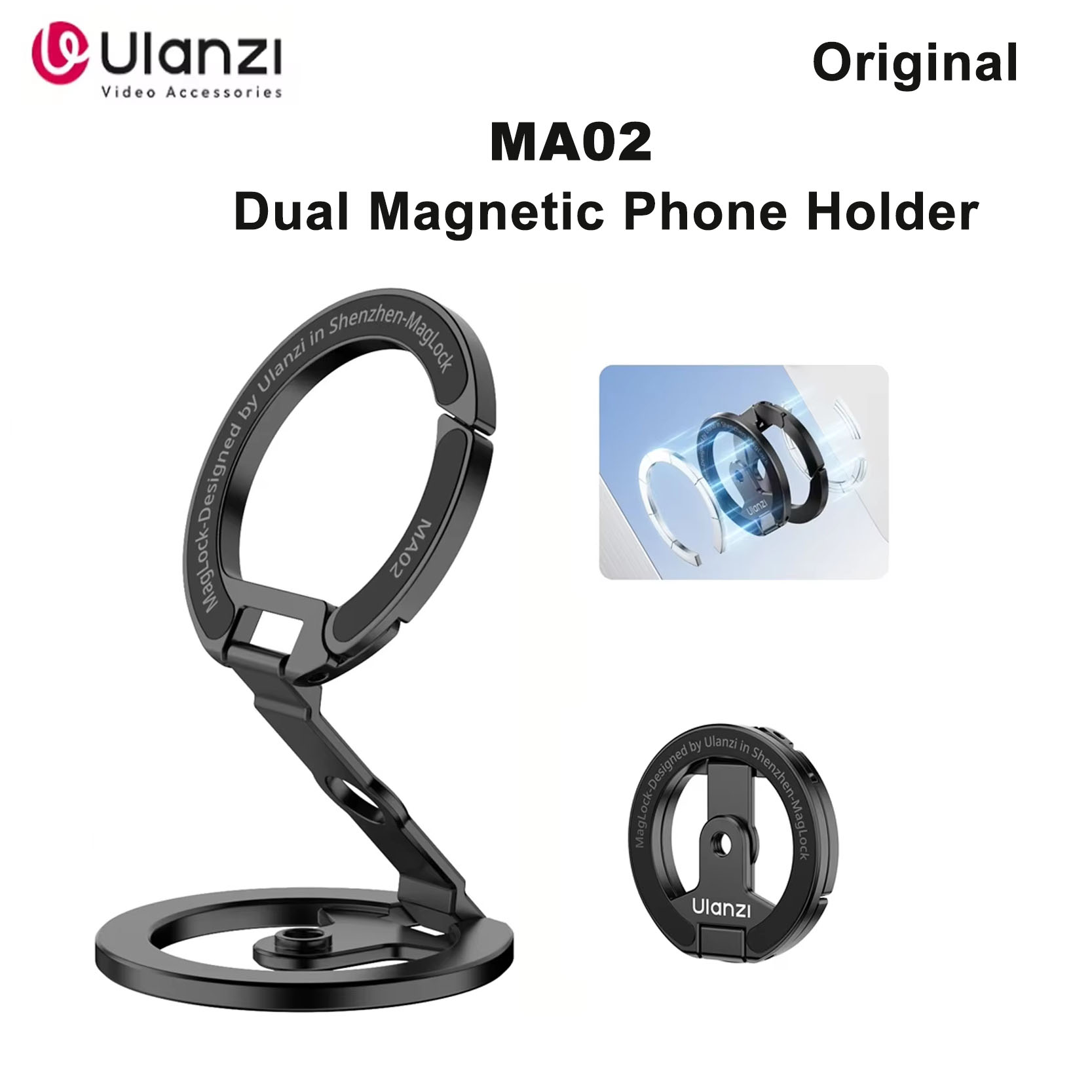 Dual Phone Holder - Orijinal Ulanzi MA02 MagLock Çift Mıknatıslı