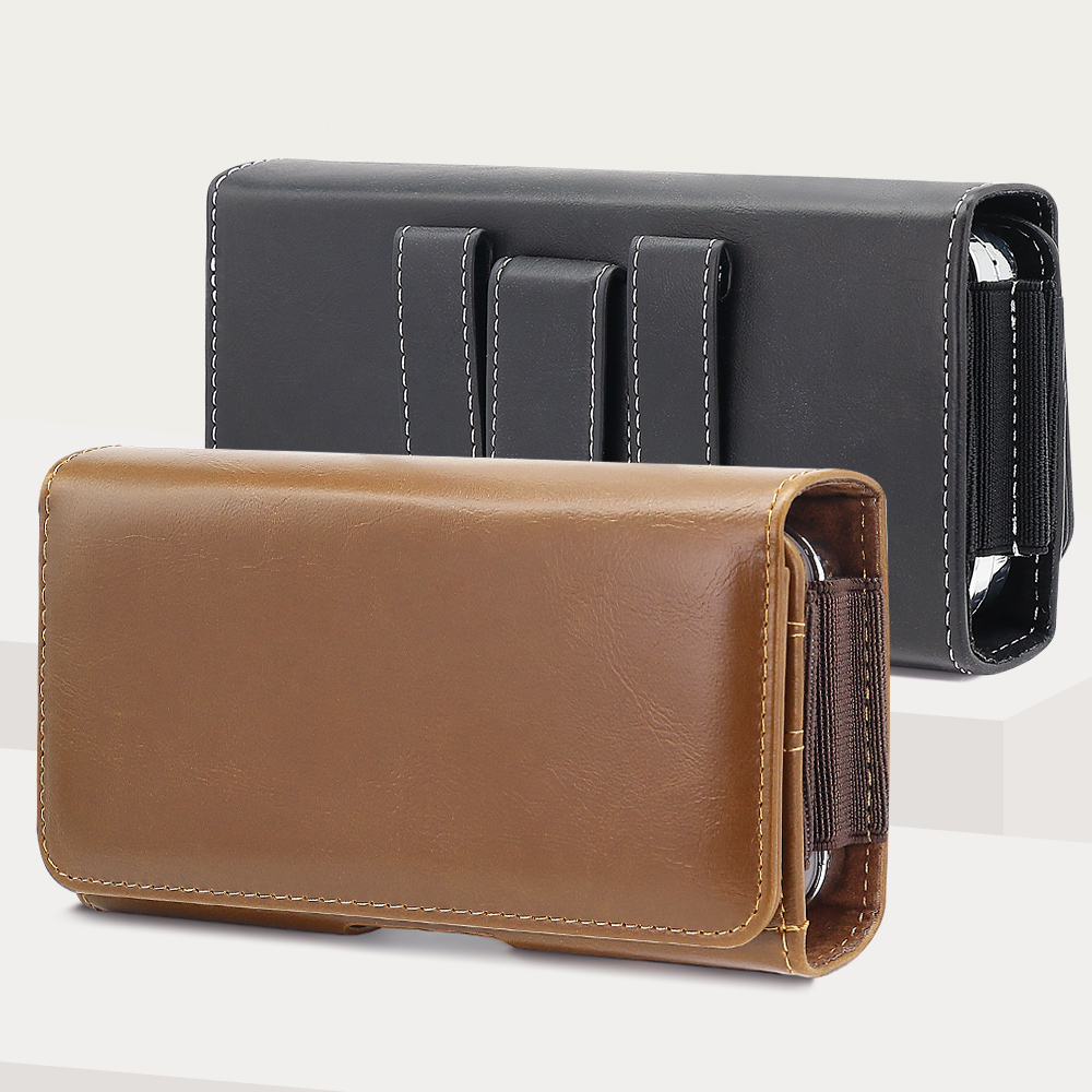 Dual Phone Holder - Evrensel Yatay PU Deri Telefon Kılıfı