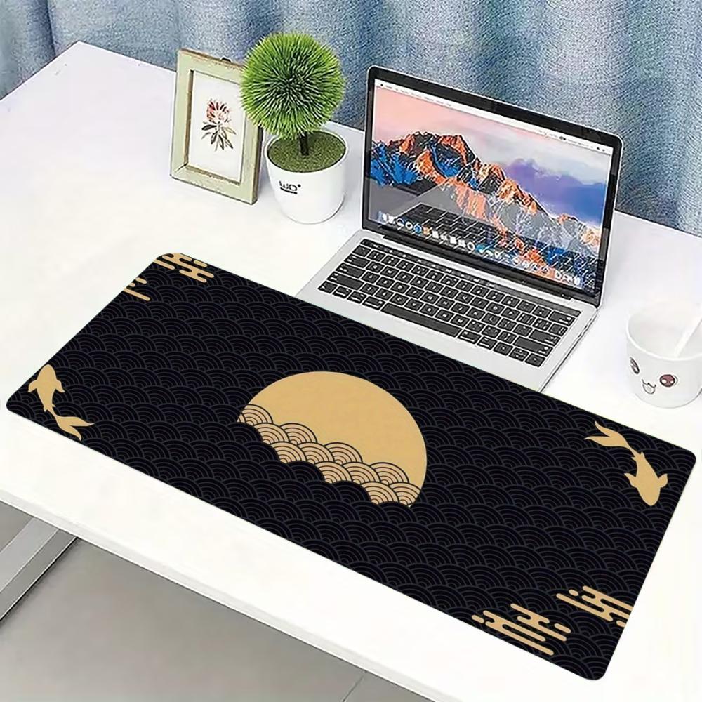 Desk Setup Laptop And Pc - Japon Altın Dalga Ay Koi Genişletilmiş