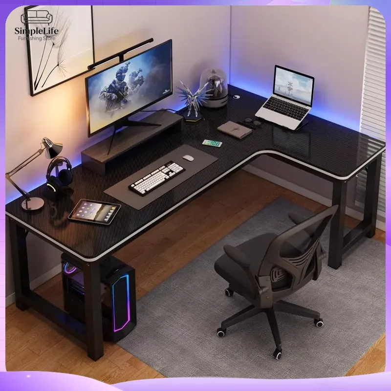 Desk Setup Dual Monitor And Laptop - Köşe Oyun Masası Bilgisayar Masası PC
