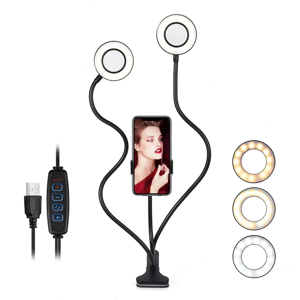 Dual Phone Holder - Çift Işıklar Led Halka Dolgu Işığı