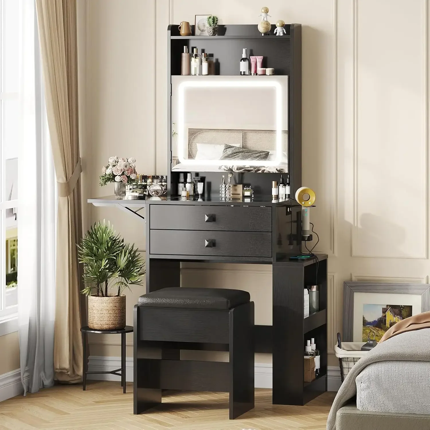 Desk Setup Small - Küçük Makyaj Masası, 3 Ayarlanabilir Işıklı