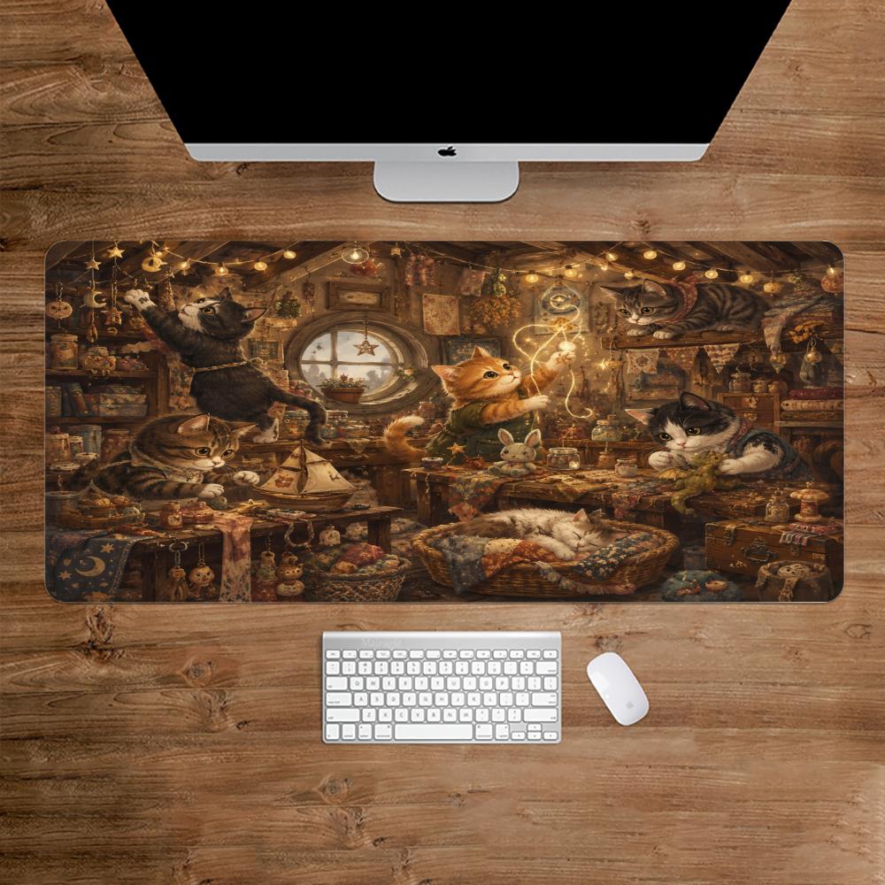 Desk Setup For Studying - Kediler Mouse Pad kaymaz sümen yatak