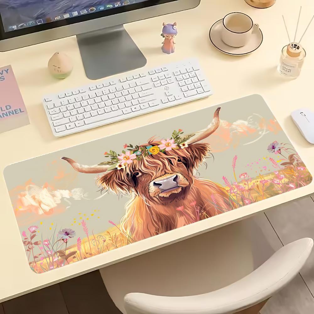 Vintage Highland Cow Çiçek Des - Desk Setup Laptop And Pc incelemesi ve fiyatı